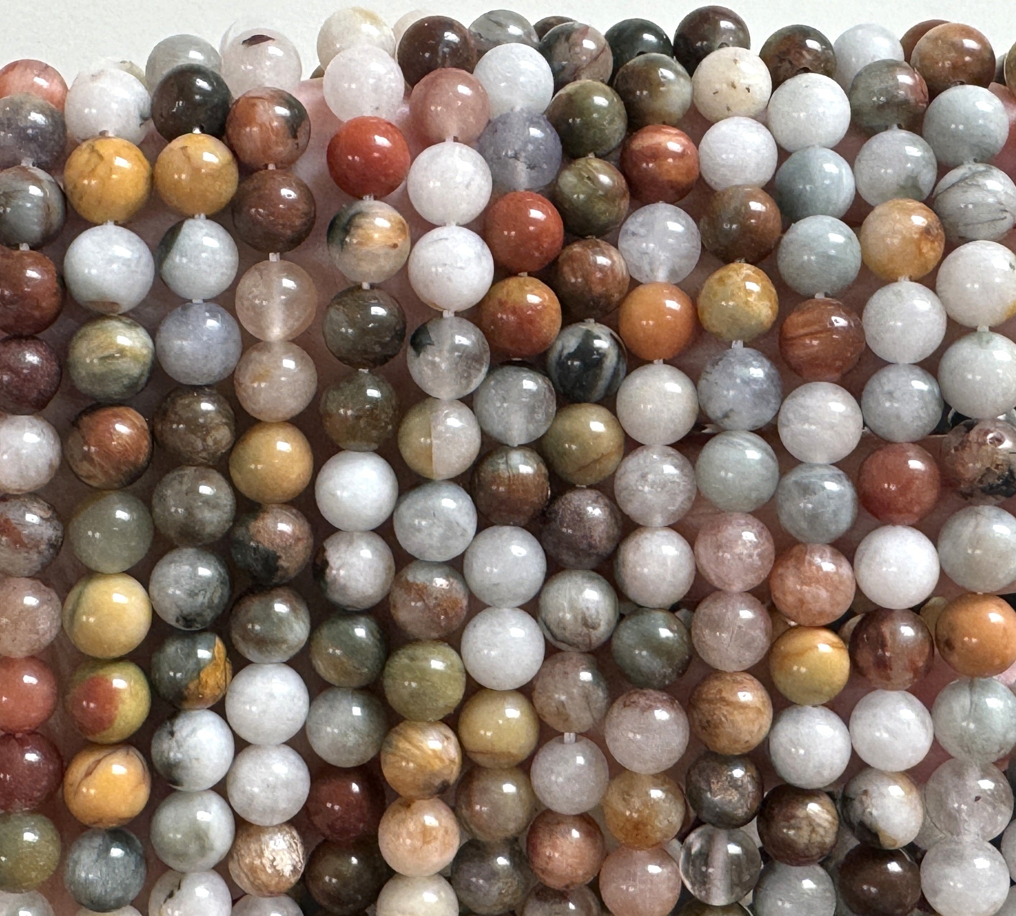 Mixed Quartz 8mm round natural gemstone beads 15.5" strand - Oz Beads 