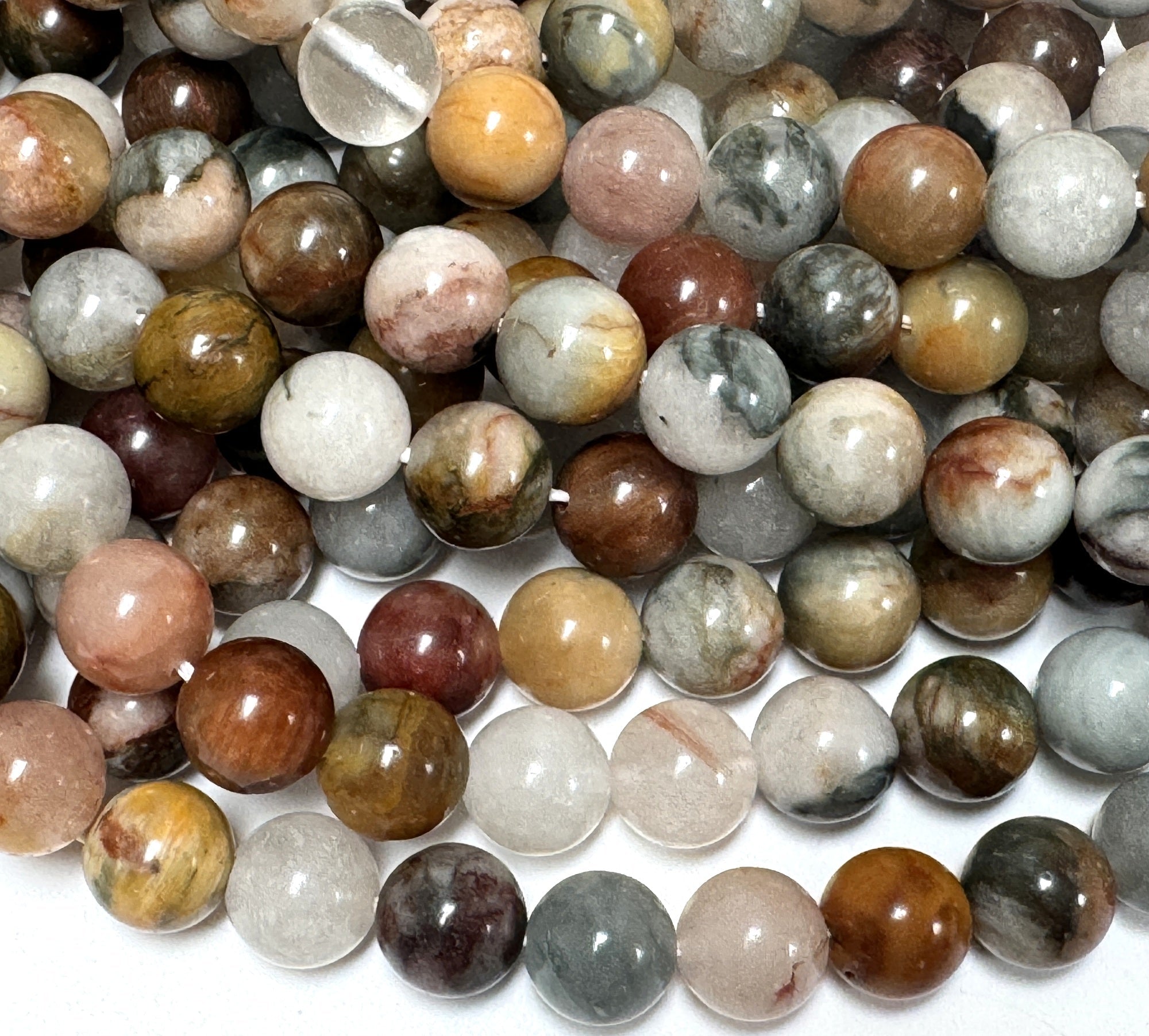 Mixed Quartz 8mm round natural gemstone beads 15.5" strand - Oz Beads 