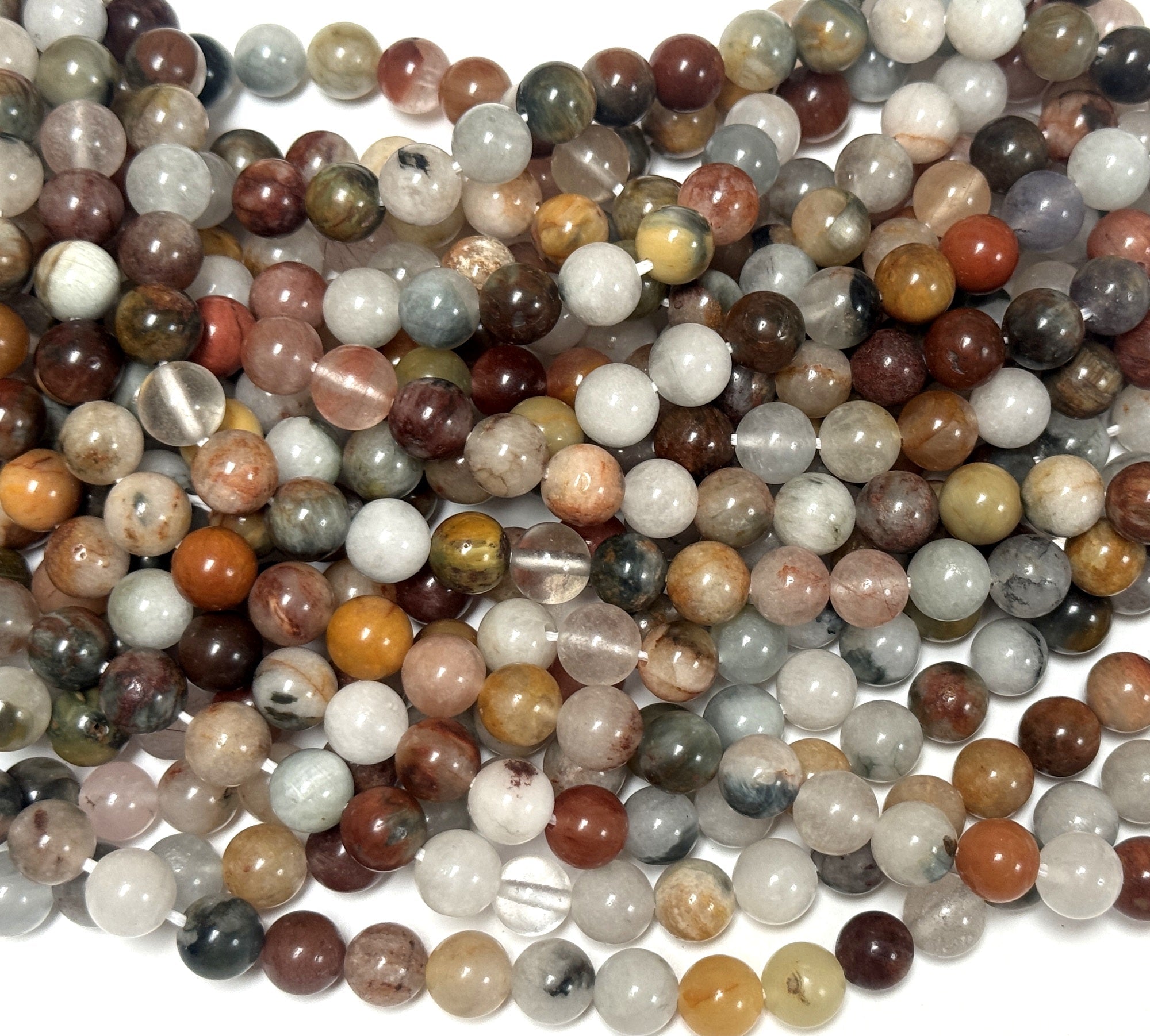 Mixed Quartz 8mm round natural gemstone beads 15.5" strand - Oz Beads 