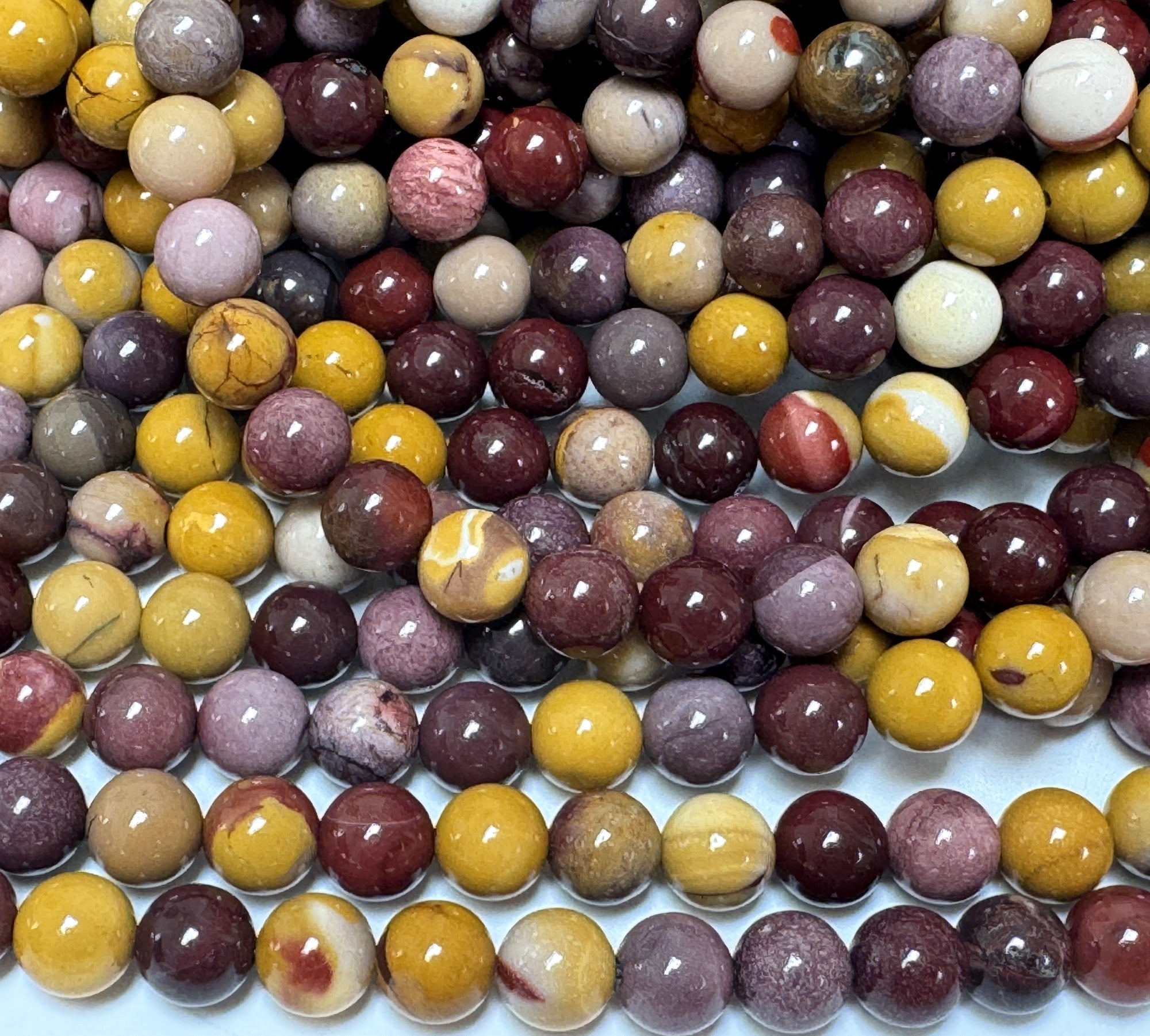 Mookaite Jasper 8mm round polished gemstone beads 15" strand - Oz Beads 