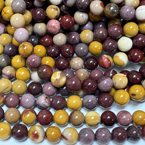 Mookaite Jasper 8mm round polished gemstone beads 15" strand - Oz Beads 