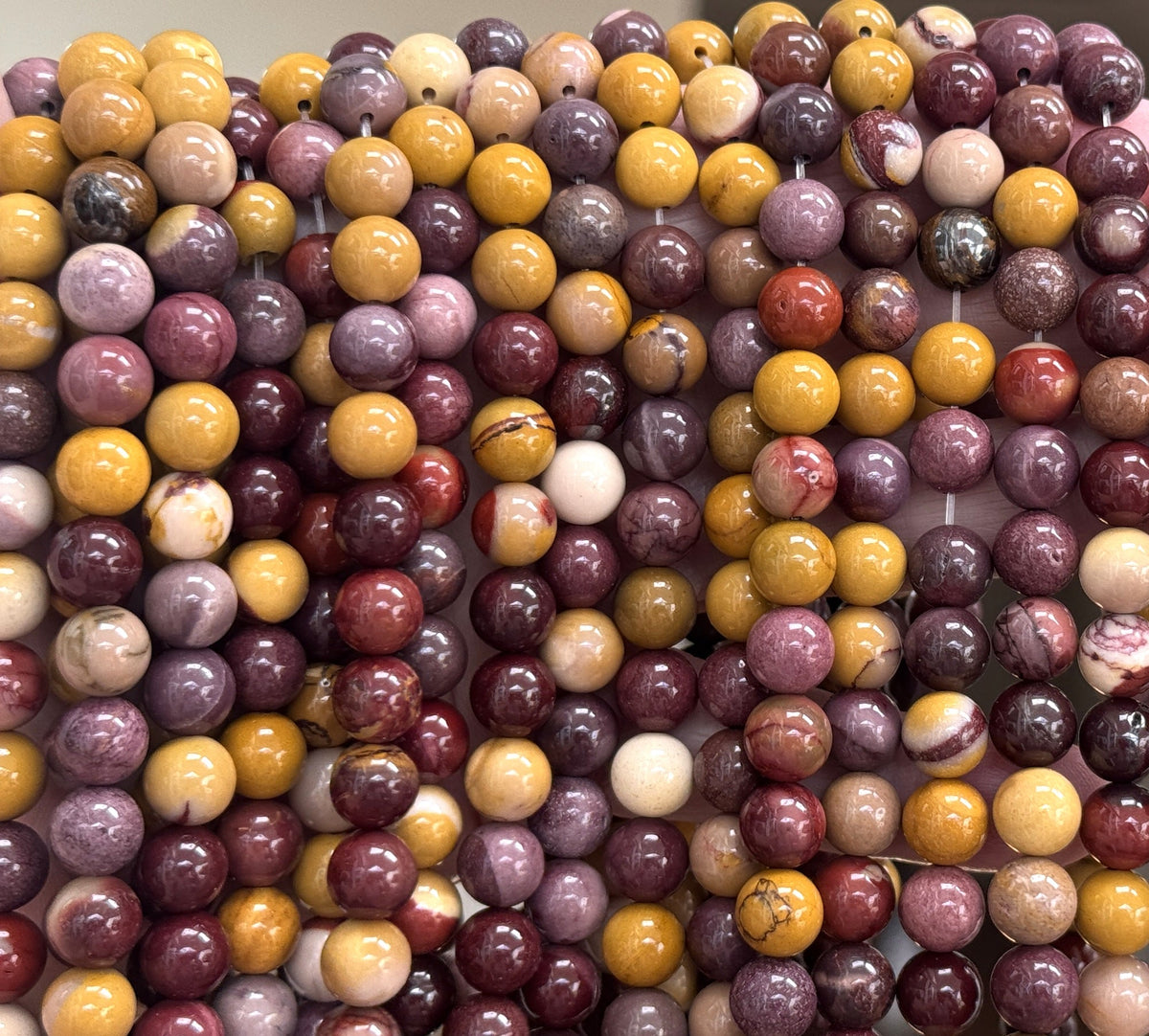 Mookaite Jasper 8mm round polished gemstone beads 15" strand - Oz Beads 