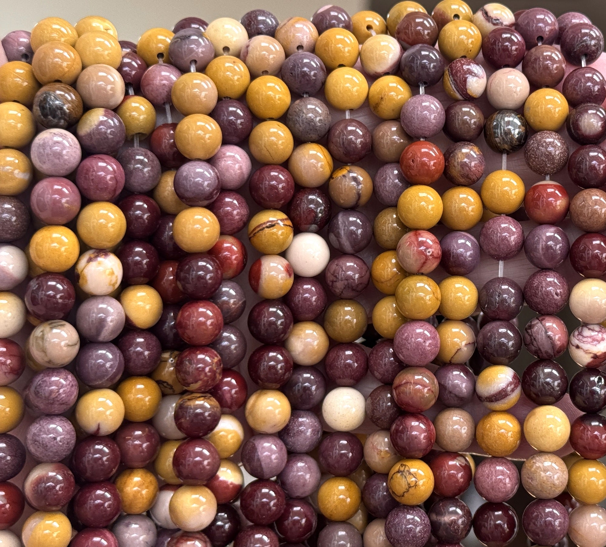 Mookaite Jasper 8mm round polished gemstone beads 15" strand - Oz Beads 