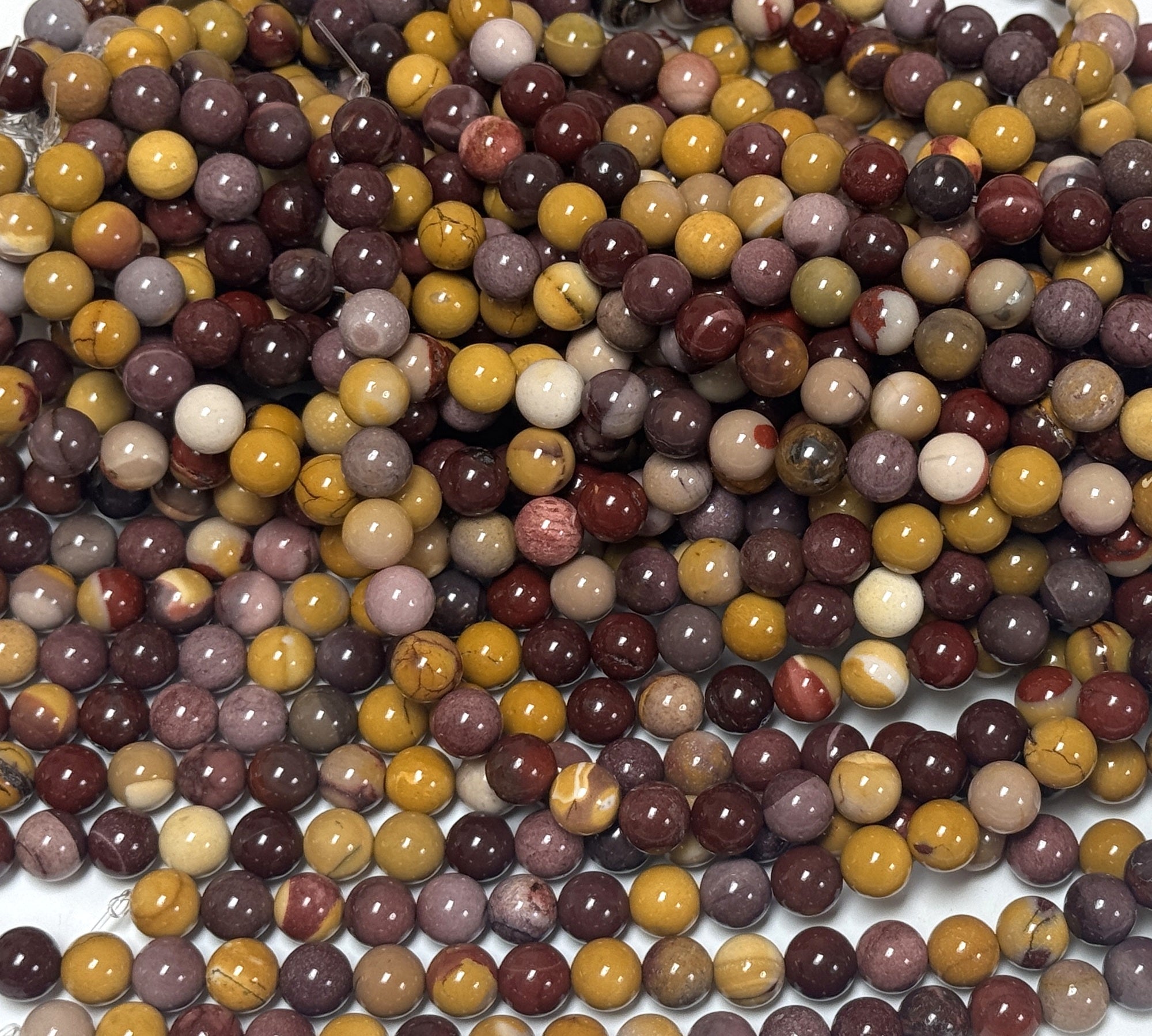 Mookaite Jasper 8mm round polished gemstone beads 15" strand - Oz Beads 