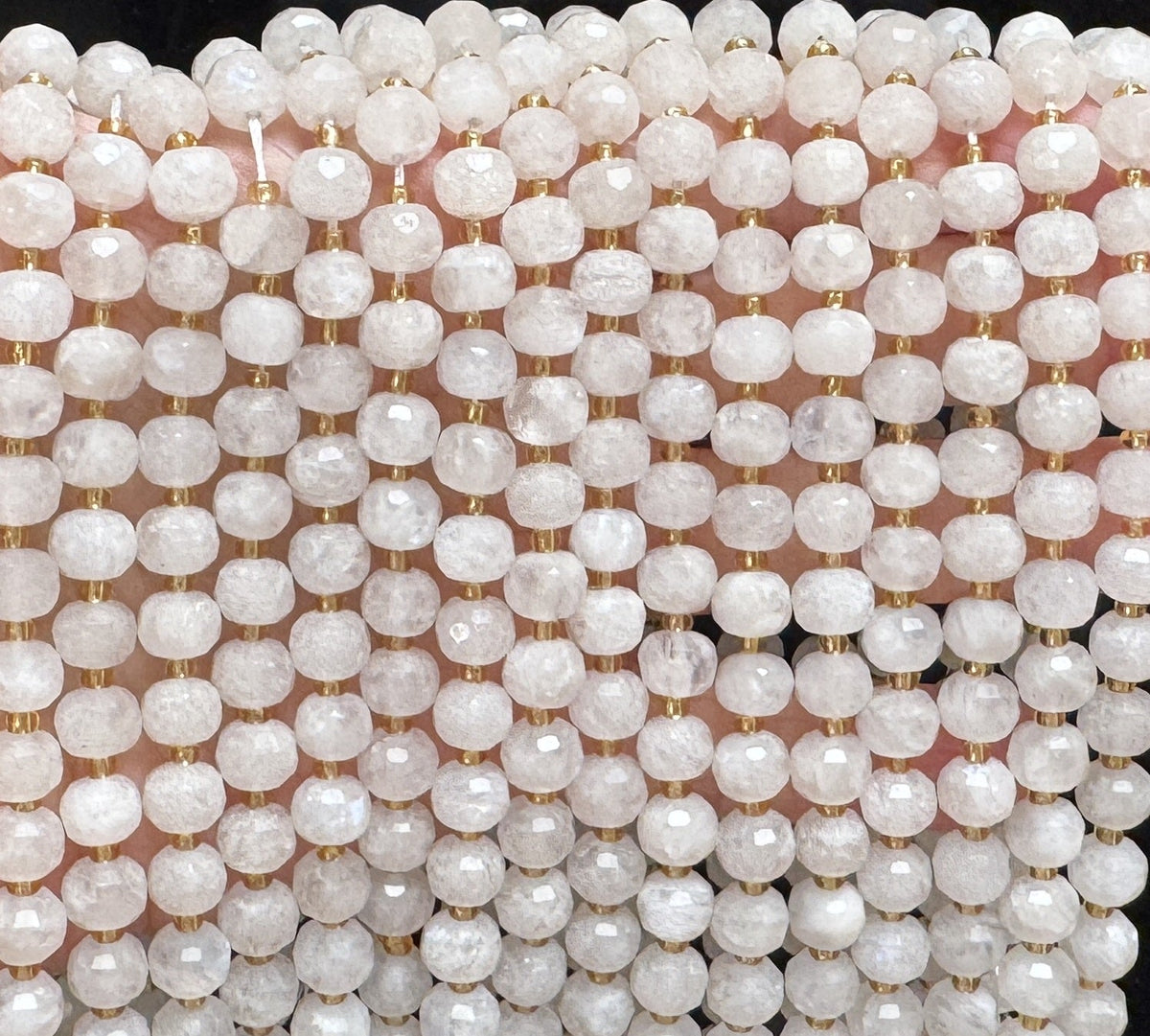 Moonstone 6x8mm faceted rondelle gemstone beads 38cm strand - Oz Beads