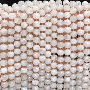 Moonstone 6x8mm faceted rondelle gemstone beads 38cm strand - Oz Beads