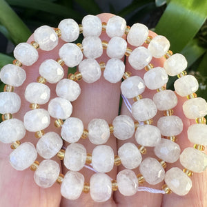 Moonstone 6x8mm faceted rondelle gemstone beads 38cm strand - Oz Beads
