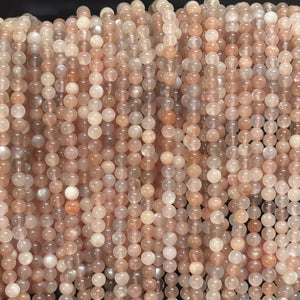 Moonstone Sunstone 4mm round gemstone beads 15.5" strand - Oz Beads 