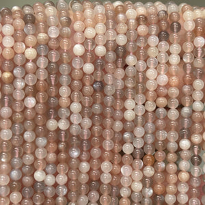 Moonstone Sunstone 4mm round gemstone beads 15.5" strand - Oz Beads 