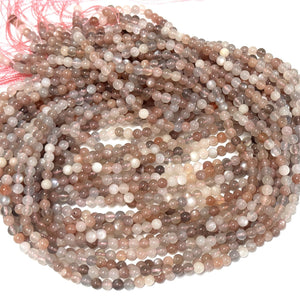 Moonstone Sunstone 4mm round gemstone beads 15.5" strand - Oz Beads 