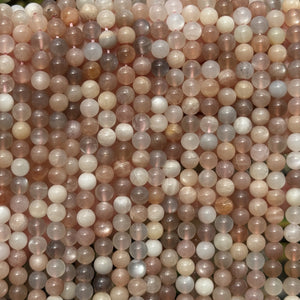 Moonstone Sunstone 6mm round gemstone beads 16" strand - Oz Beads 