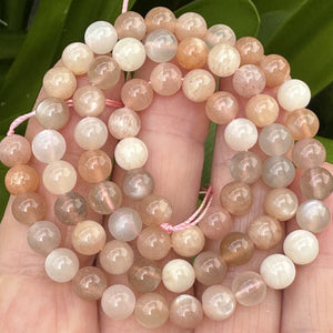 Moonstone Sunstone 6mm round gemstone beads 16" strand - Oz Beads 