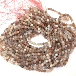 Moonstone Sunstone 6mm round gemstone beads 16" strand - Oz Beads 