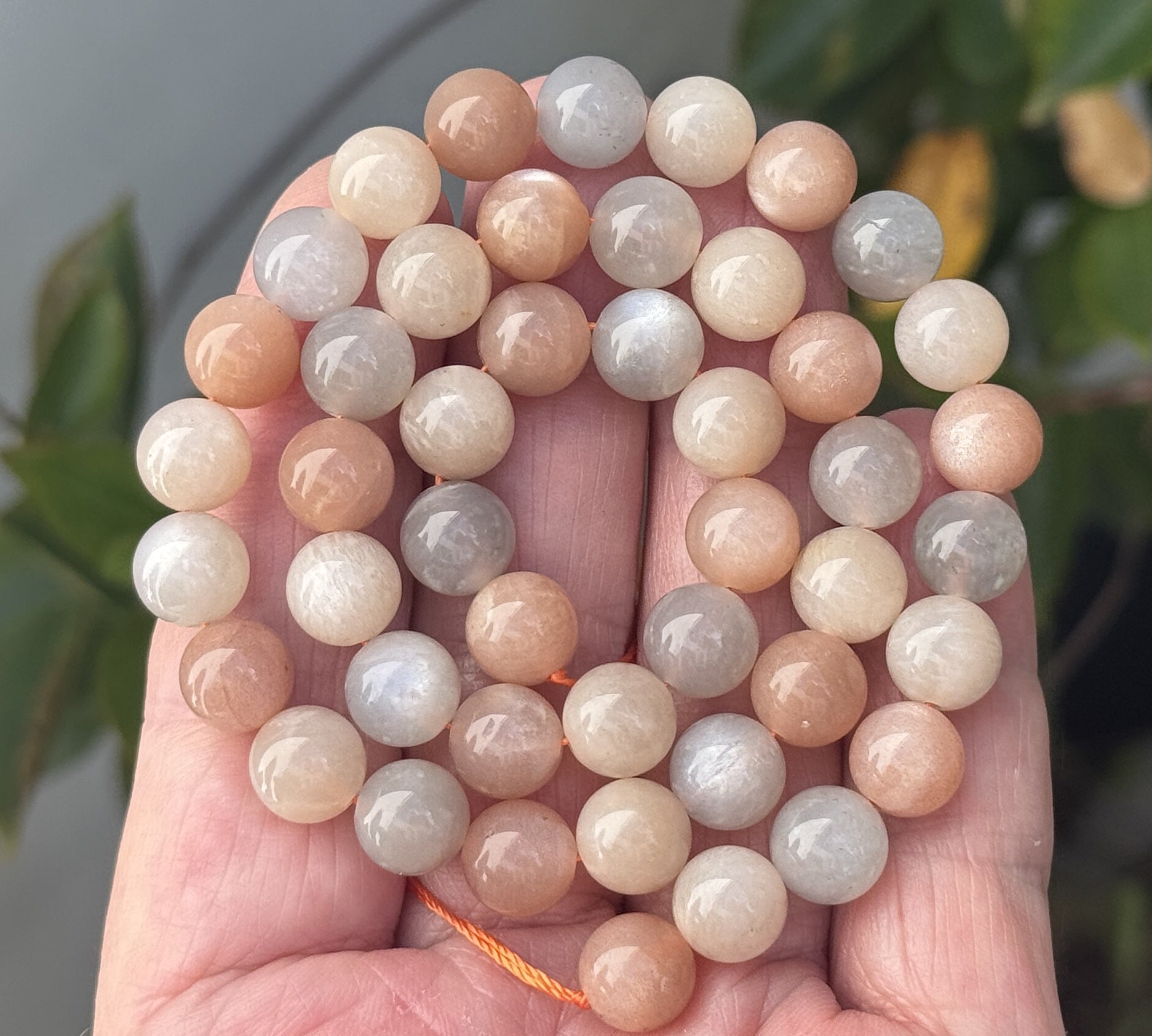 Moonstone Sunstone 8mm round gemstone beads 15.5" strand - Oz Beads 