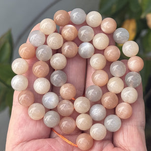 Moonstone Sunstone 8mm round gemstone beads 15.5" strand - Oz Beads 