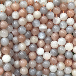Moonstone Sunstone 8mm round gemstone beads 15.5" strand - Oz Beads 