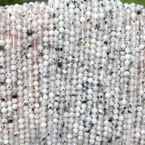 Moonstone Tourmaline 3mm faceted natural gemstones beads 15" strand - Oz Beads 