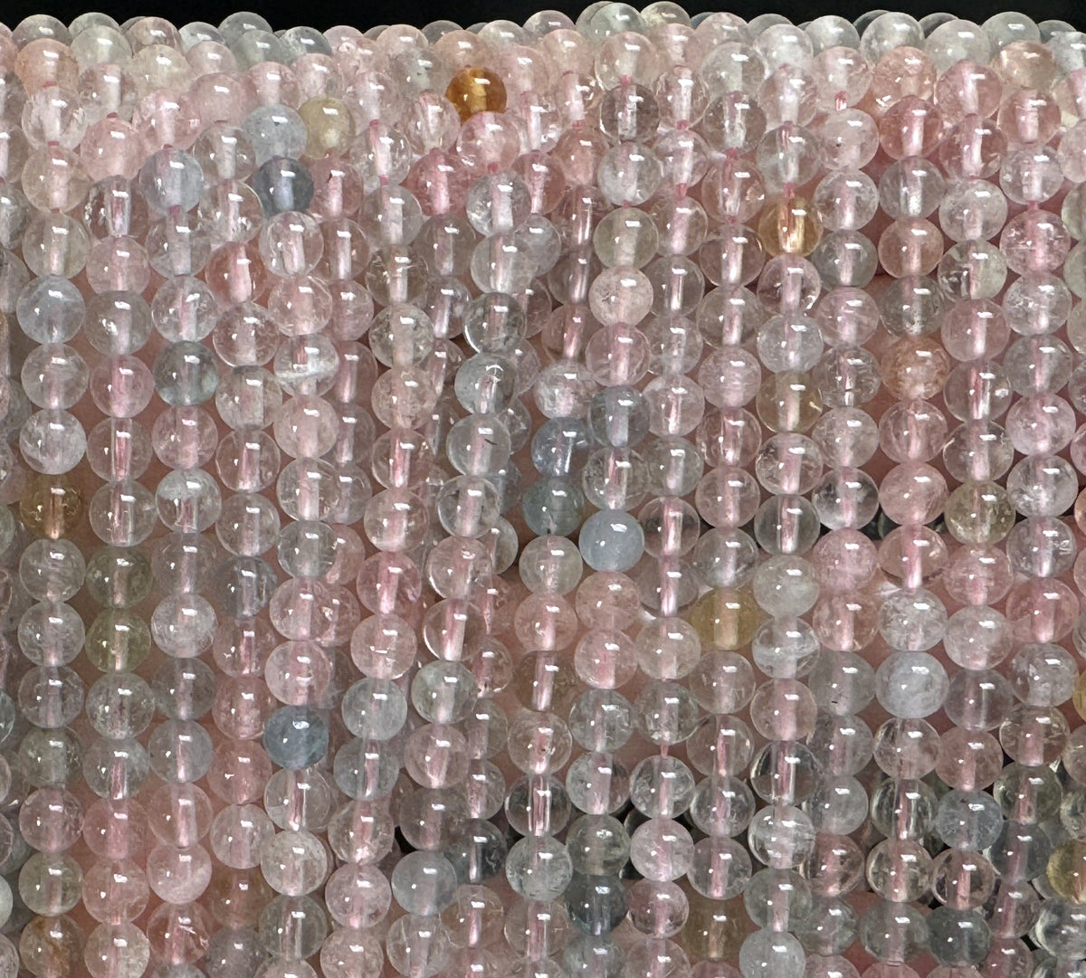 Morganite Aquamarine Beryl 4mm round natural gemstone beads 15.5" strand - Oz Beads 