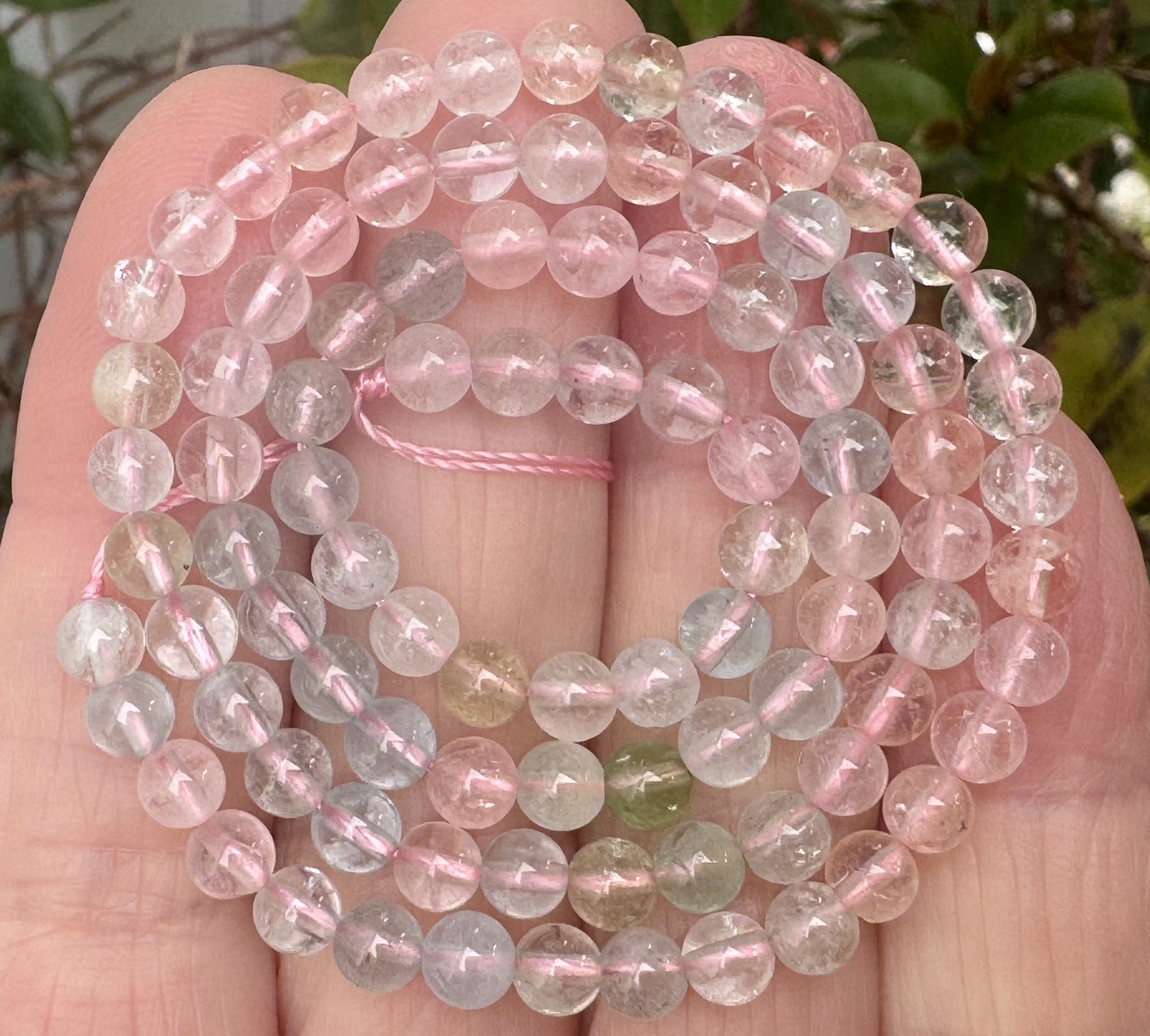 Morganite Aquamarine Beryl 4mm round natural gemstone beads 15.5" strand - Oz Beads 