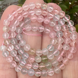 Morganite Aquamarine Beryl 4mm round natural gemstone beads 15.5" strand - Oz Beads 