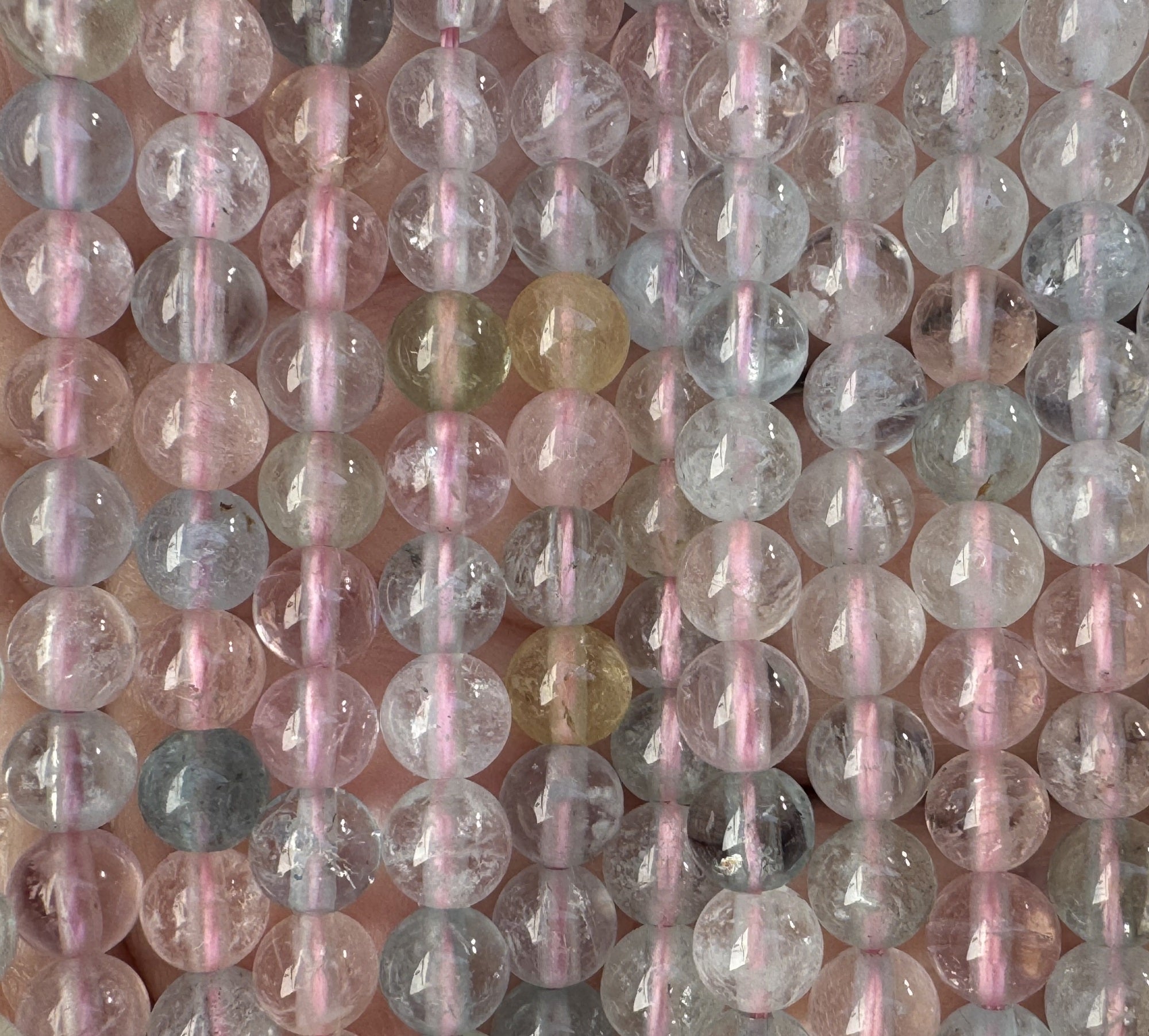 Morganite Aquamarine Beryl 4mm round natural gemstone beads 15.5" strand - Oz Beads 