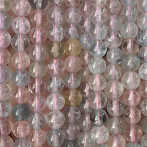 Morganite Aquamarine Beryl 4mm round natural gemstone beads 15.5" strand - Oz Beads 
