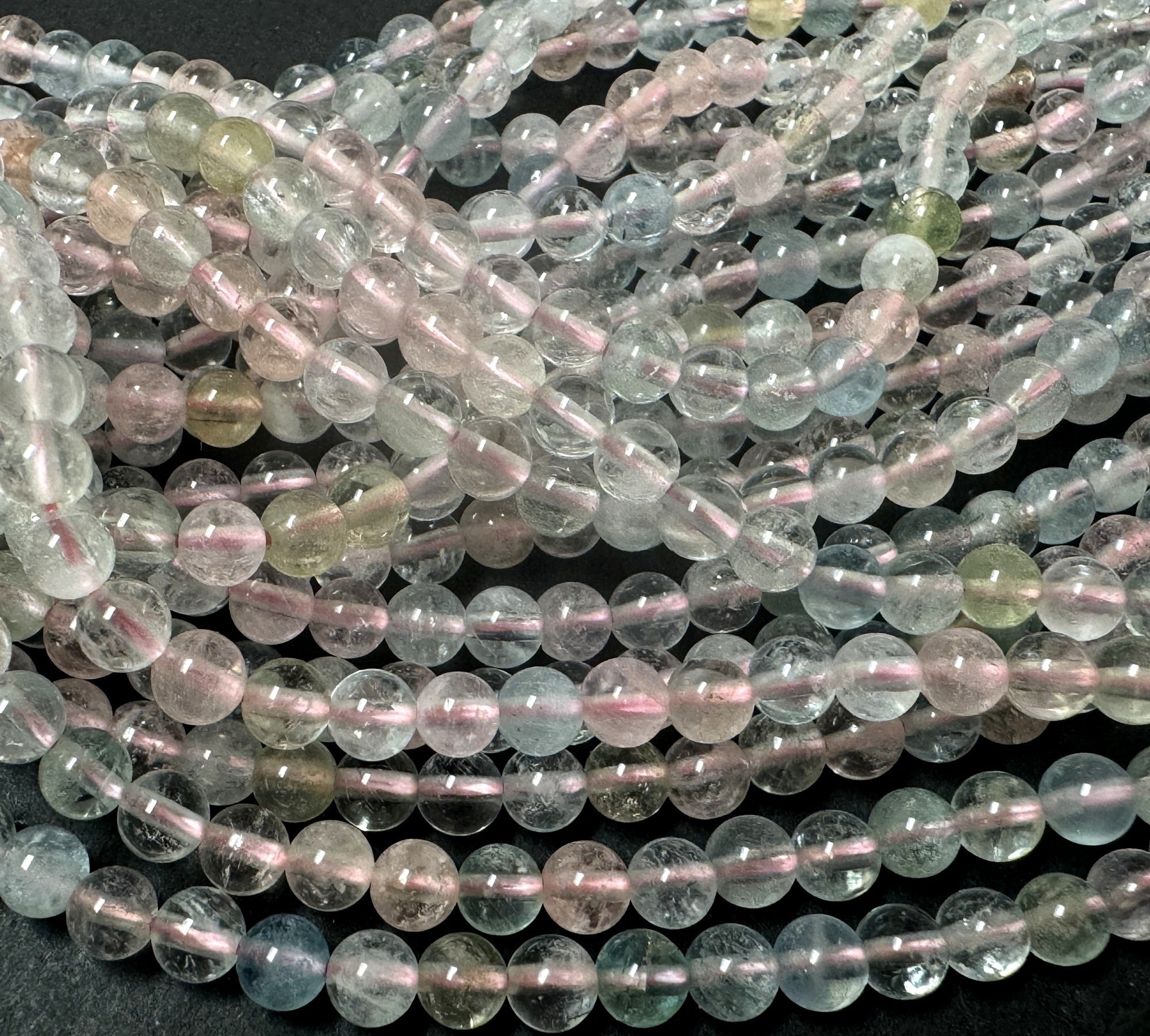 Morganite Aquamarine Beryl 4mm round natural gemstone beads 15.5" strand - Oz Beads 
