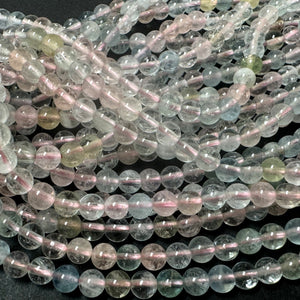 Morganite Aquamarine Beryl 4mm round natural gemstone beads 15.5" strand - Oz Beads 