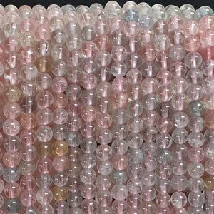 Morganite Aquamarine Beryl 4mm round natural gemstone beads 15.5" strand - Oz Beads 