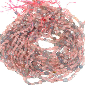 Morganite Beryl 6-8mm nuggets natural gemstone pebble beads 15.5" strand - Oz Beads 