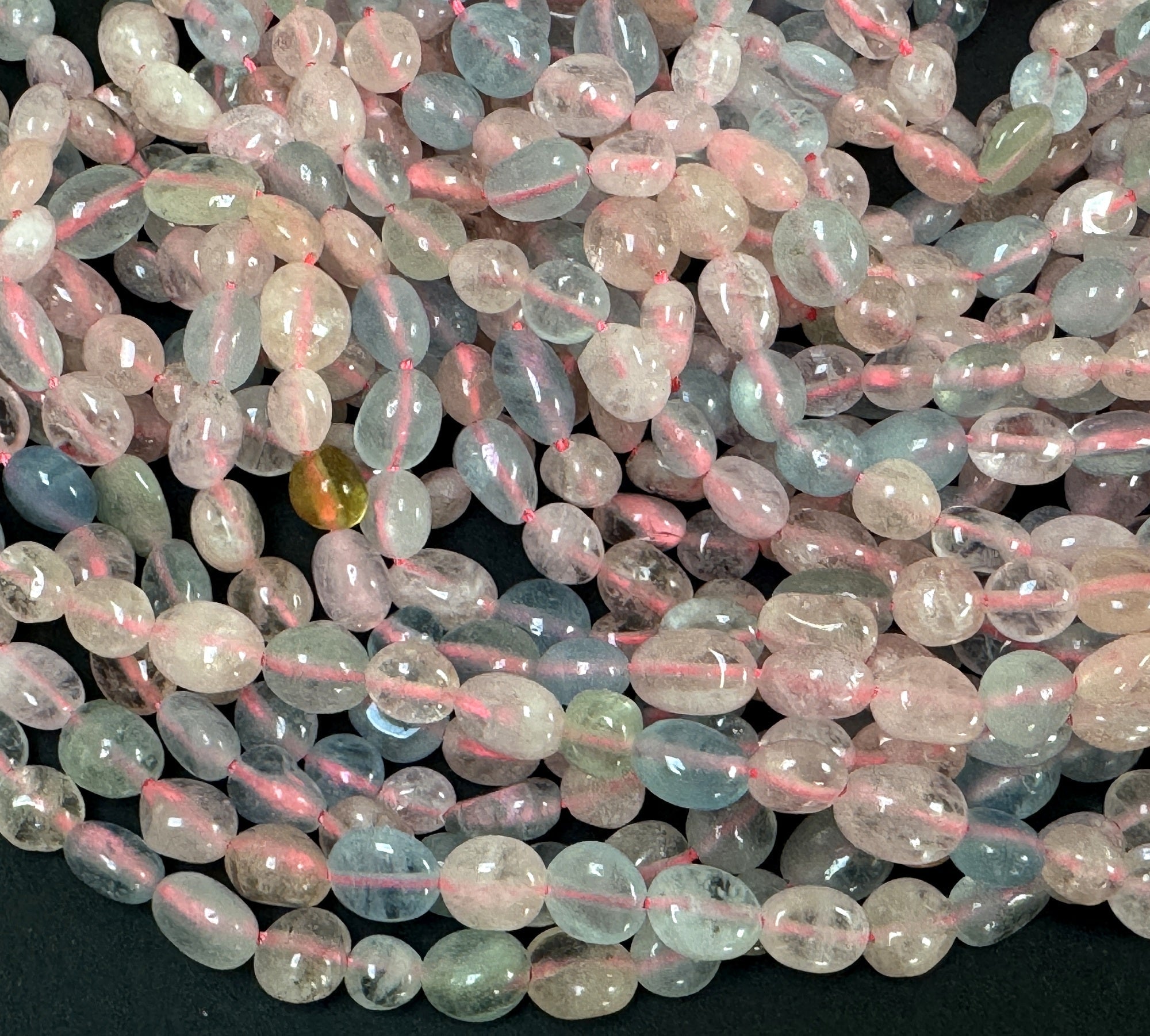 Morganite Beryl 6-8mm nuggets natural gemstone pebble beads 15.5" strand - Oz Beads 