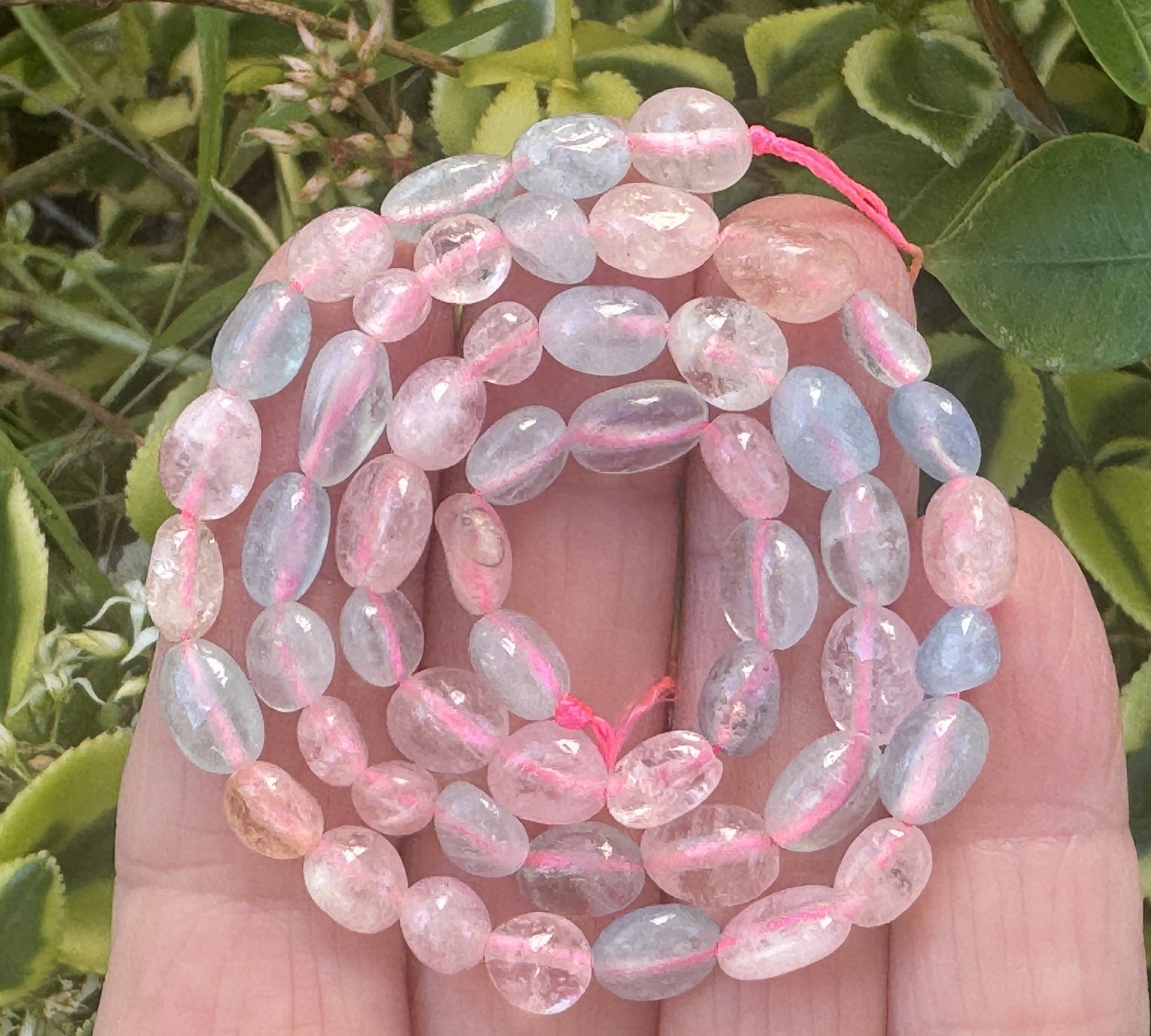 Morganite Beryl 6-8mm nuggets natural gemstone pebble beads 15.5" strand - Oz Beads 