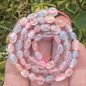 Morganite Beryl 6-8mm nuggets natural gemstone pebble beads 15.5" strand - Oz Beads 