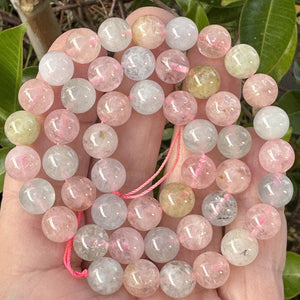 Morganite Beryl 6mm round natural gemstone beads 16" strand - Oz Beads 