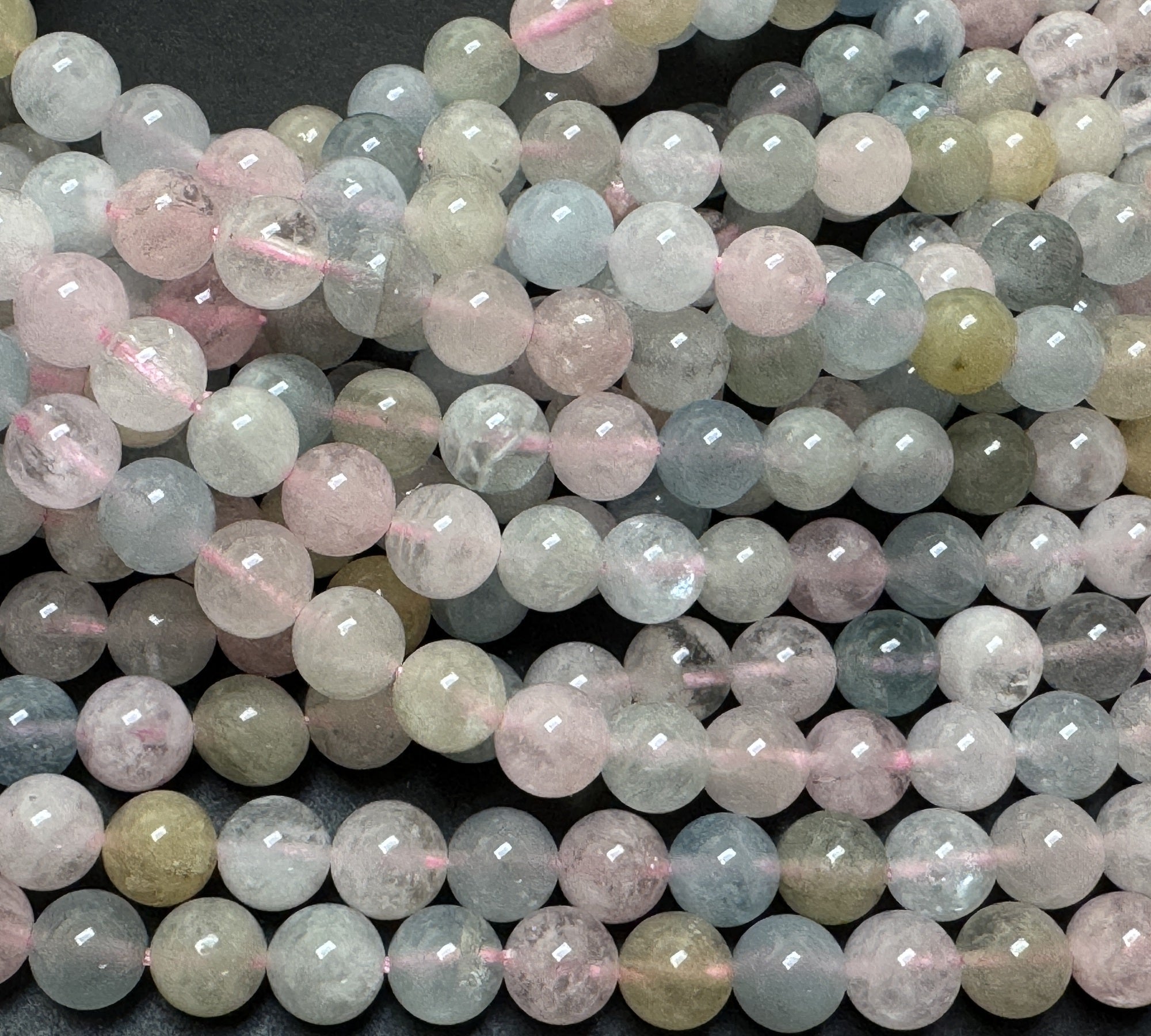 Morganite Beryl 6mm round natural gemstone beads 16" strand - Oz Beads 