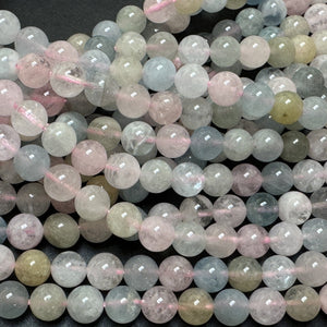 Morganite Beryl 6mm round natural gemstone beads 16" strand - Oz Beads 