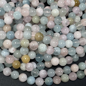 Morganite Beryl 8mm round natural gemstone beads 15.5" strand - Oz Beads 