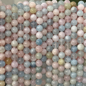 Morganite Beryl 8mm round natural gemstone beads 15.5" strand - Oz Beads 