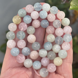 Morganite Beryl 8mm round natural gemstone beads 15.5" strand - Oz Beads 
