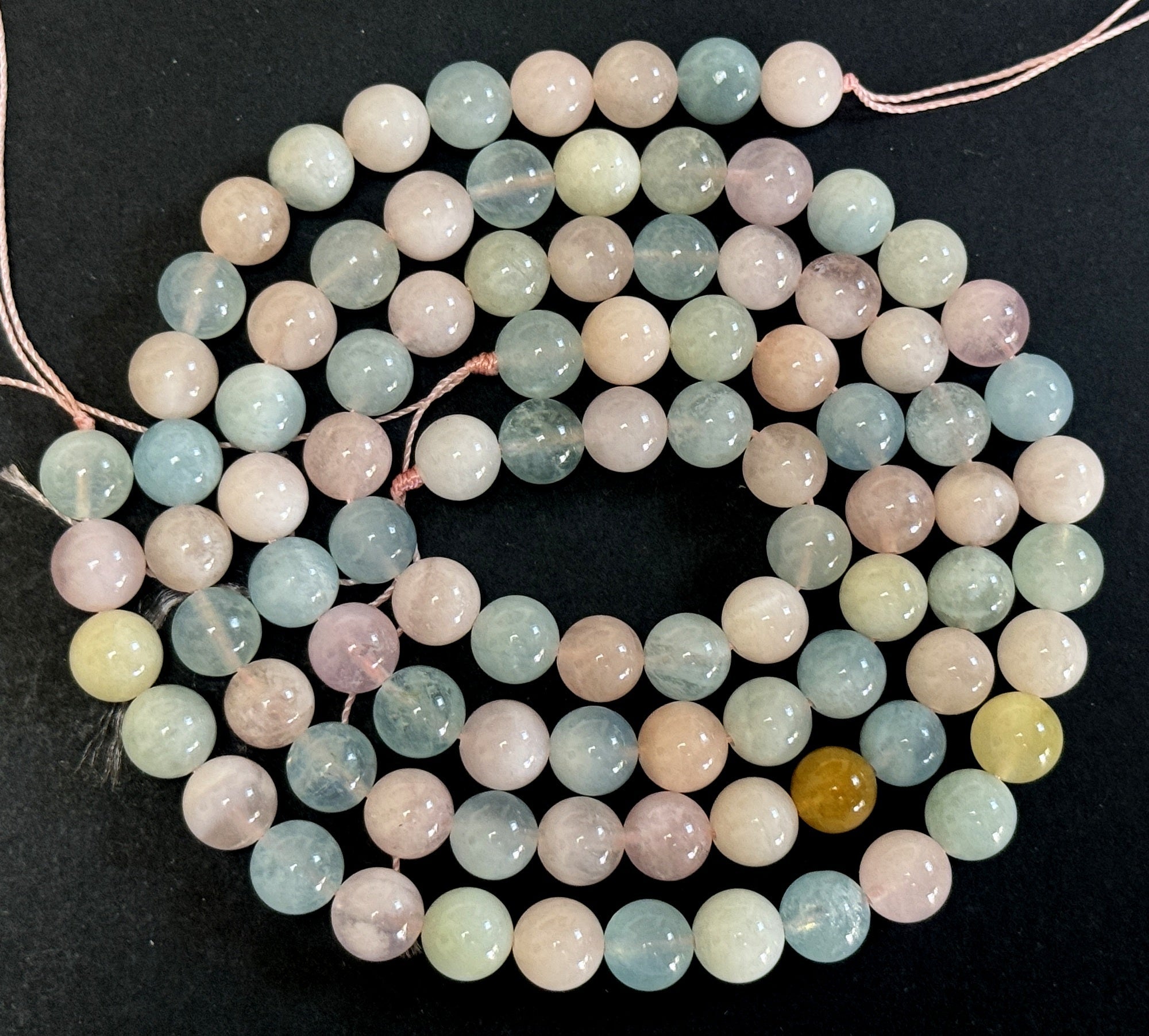 Morganite Beryl 8mm round natural gemstone beads 15.5" strand - Oz Beads 