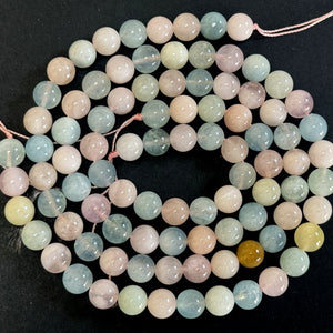 Morganite Beryl 8mm round natural gemstone beads 15.5" strand - Oz Beads 