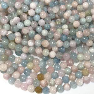 Morganite Beryl 8mm round natural gemstone beads 15.5" strand - Oz Beads 
