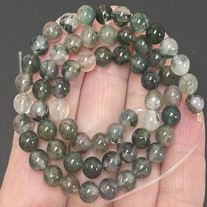 Moss Agate 6mm round natural gemstone beads 15.5" strand - Oz Beads 