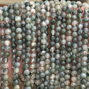 Moss Agate 6mm round natural gemstone beads 15.5" strand - Oz Beads 