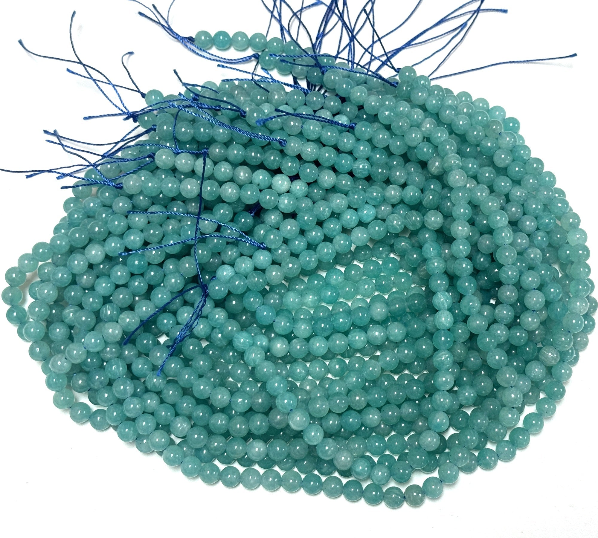 Mozambique Amazonite 6mm round natural gemstone beads 15.5" strand - Oz Beads 