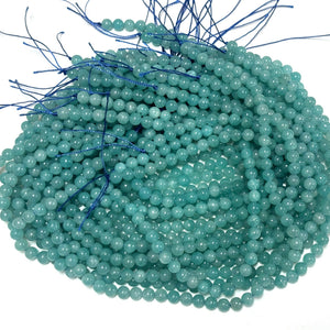 Mozambique Amazonite 6mm round natural gemstone beads 15.5" strand - Oz Beads 