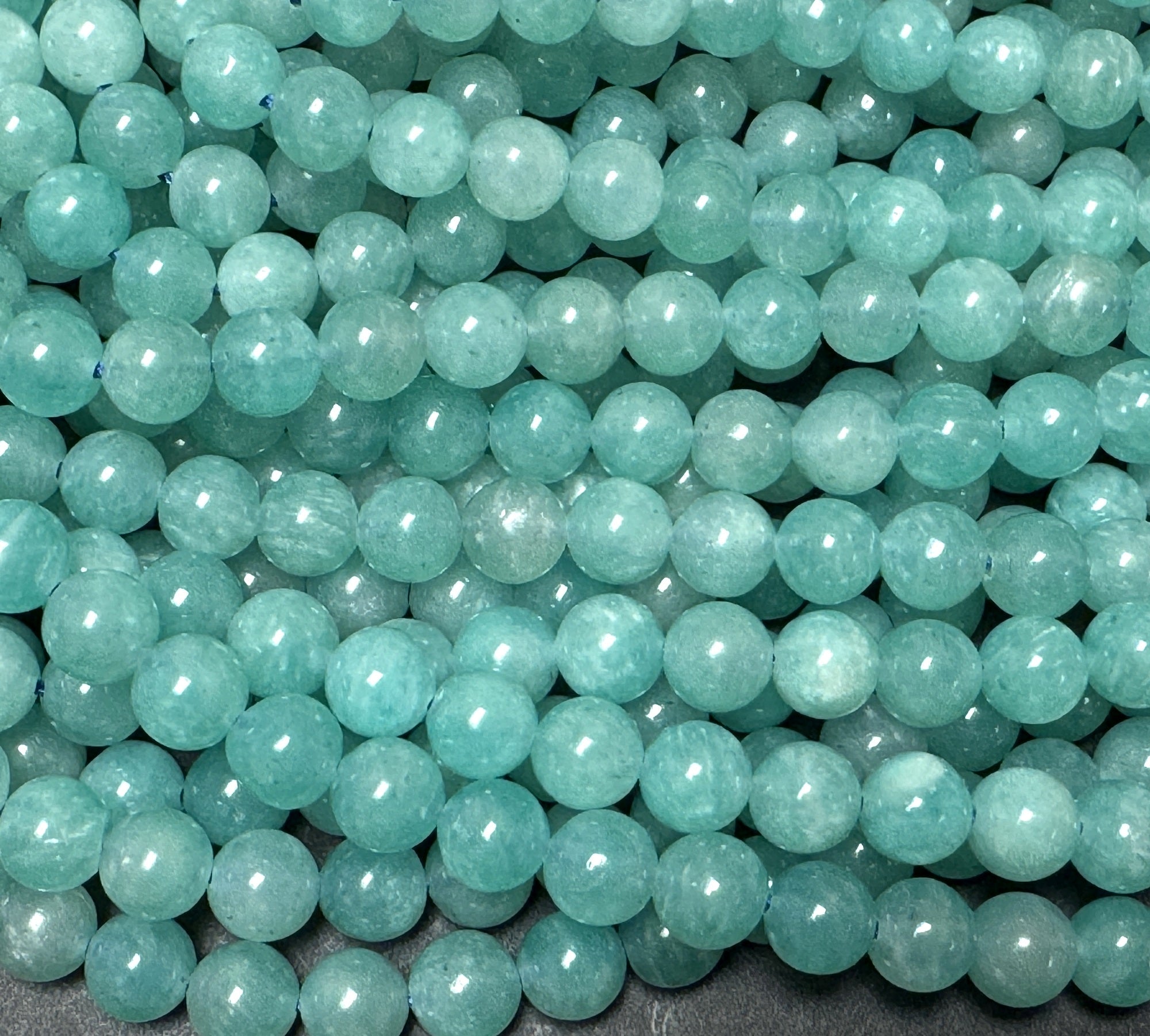 Mozambique Amazonite 6mm round natural gemstone beads 15.5" strand - Oz Beads 