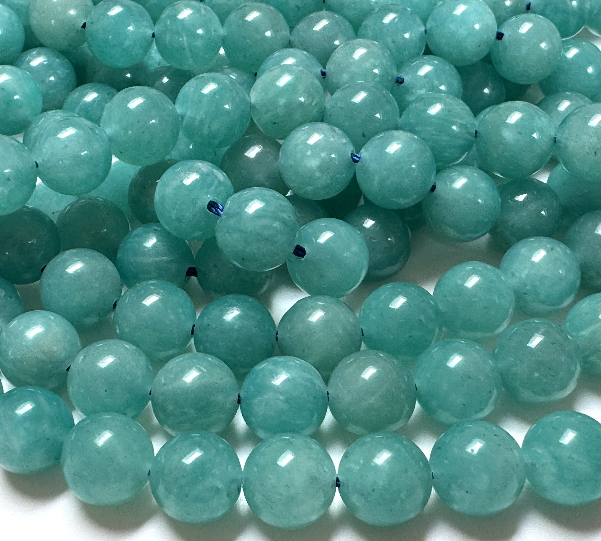 Mozambique Amazonite 8mm round natural gemstone beads 15.5" strand - Oz Beads 