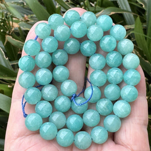 Mozambique Amazonite 8mm round natural gemstone beads 15.5" strand - Oz Beads 