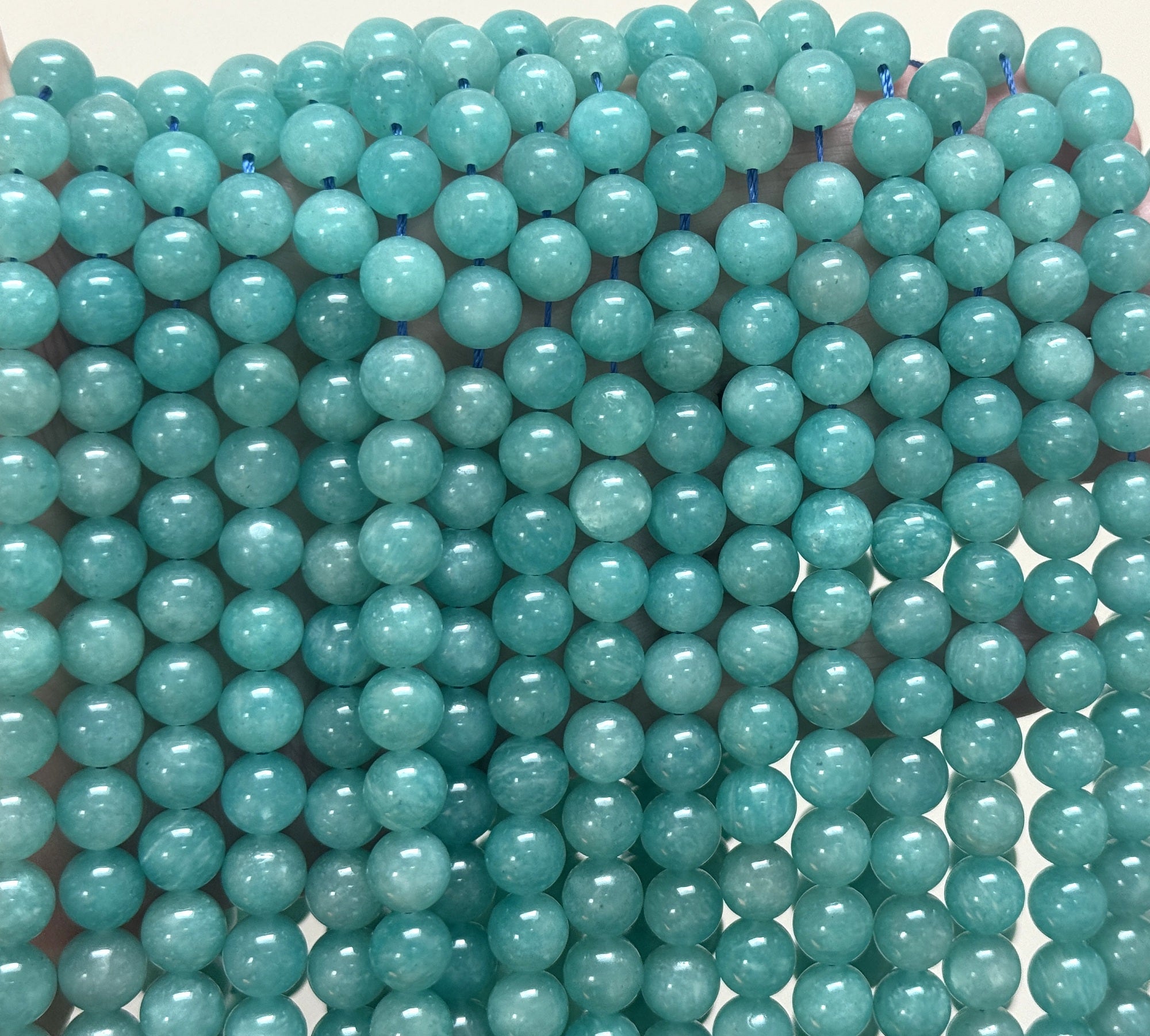 Mozambique Amazonite 8mm round natural gemstone beads 15.5" strand - Oz Beads 